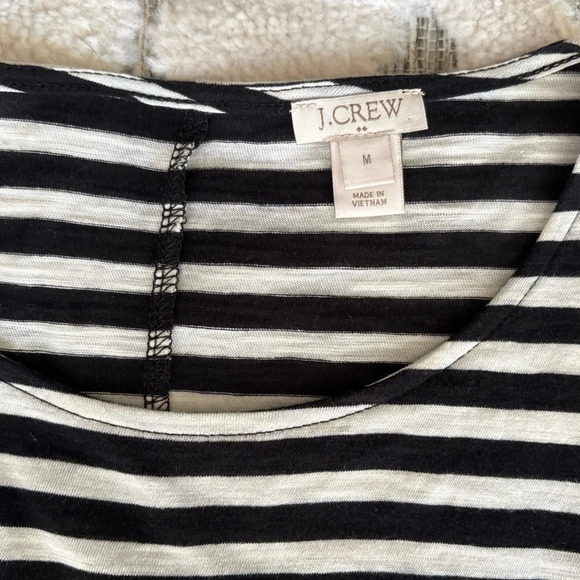 J Crew Asymmetrical Black White Striped Peplum Top Sz M - Picture 3 of 3